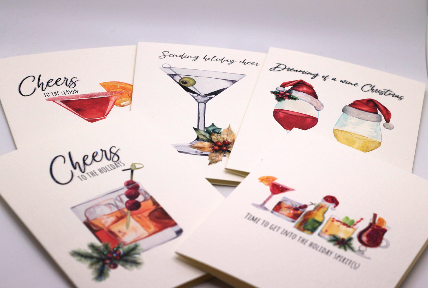 Box of 10 boozy holiday greeting cards