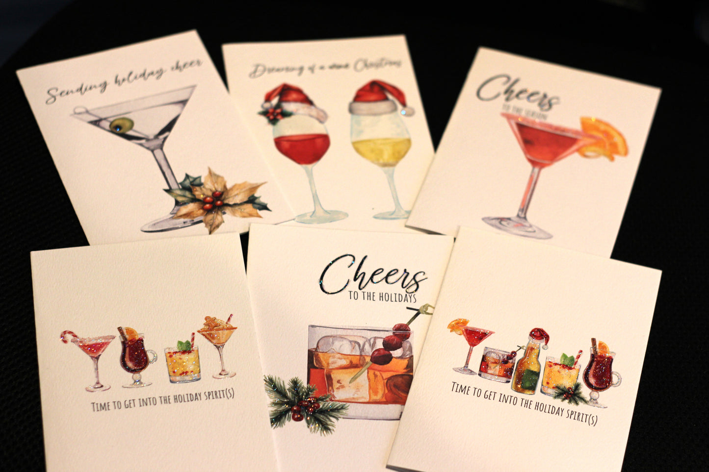 Box of 20 boozy holiday greeting cards